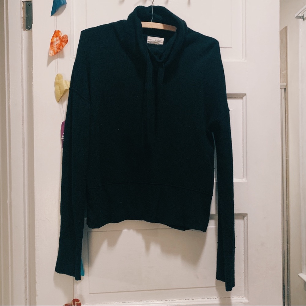 Knit Cowl Drawstring Sweater